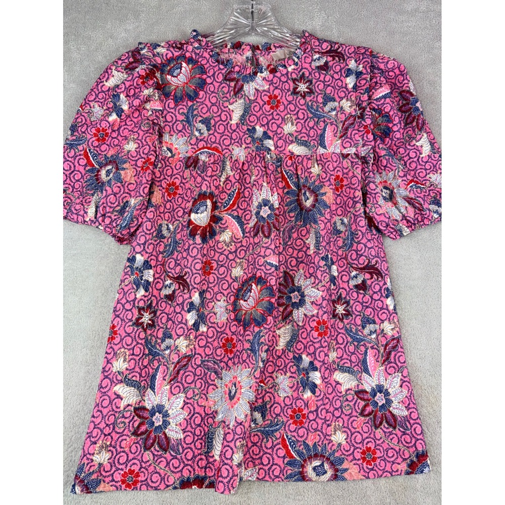 LOFT Pink Floral Puff Sleeve Babydoll Dress‎ Size Small Fast Shipping! NWOT
